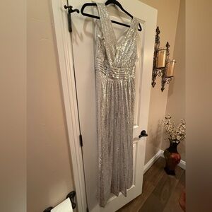 green emerald velvet dress Kate Kasin Rose Gold Sequin Maxi Gown Dress NWT